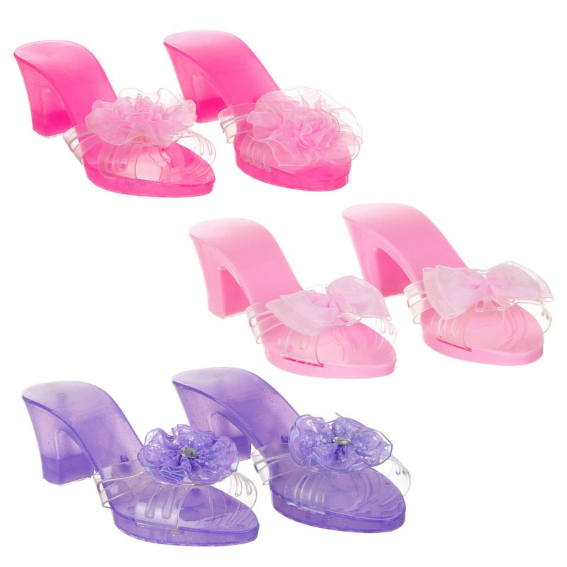 PRINCESS EXPRESSIONS Expressions Kids 3 Pack Dress Up Royalty Shoes with Heels Set in Carrying Bag - Fits Toddler Size 7-10 - Pink, Rose, Lilac Perfect Little Girl Toys Role Play Playset - Image 2